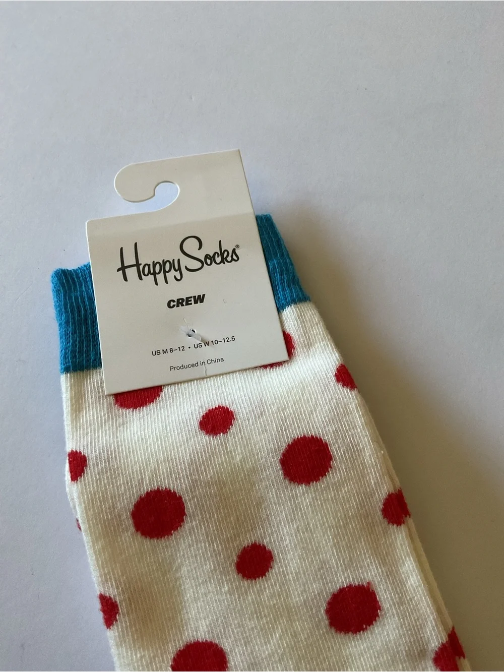 HAPPY SOCKS MENS COTTON CREW RED POLKA DOTS OS NWT